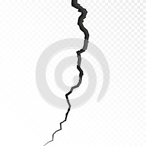 Sketch crack texture on transparent background. Surface cracked ground. Split terrain after earthquake. Vector