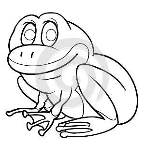 Sketch of a cute frog, coloring book, isolated object on white background, cartoon illustration, vector illustration