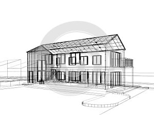 sketch design of house , 3d rendering