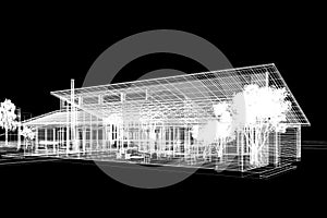 sketch design of house , 3d rendering