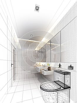Sketch design of interior bathroom