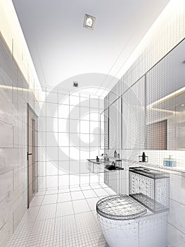 Sketch design of interior bathroom