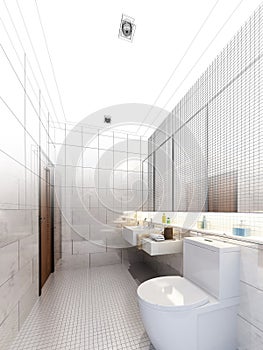 Sketch design of interior bathroom