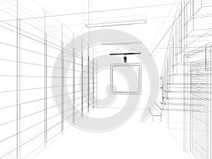Sketch design of interior hall