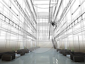 Sketch design of interior hall