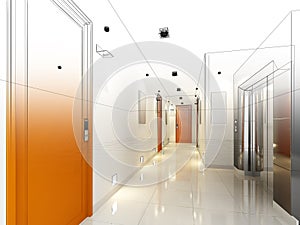 Sketch design of interior hall
