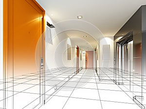 Sketch design of interior hall