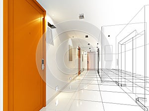 Sketch design of interior hall