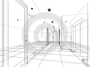 Sketch design of interior hall
