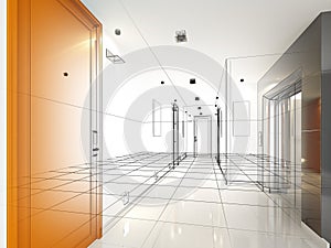 Sketch design of interior hall