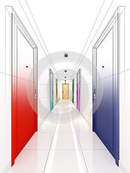 Sketch design of interior hall