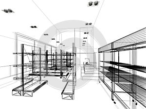 Sketch design of supermarket