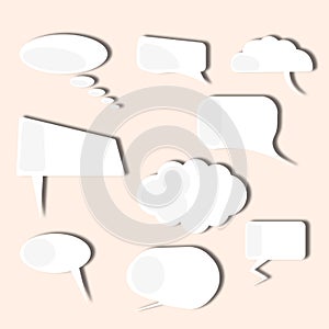 Sketch dialogs cloud. Set of hand drawn think and talk speech bubbles for message and dialog words. Doodle style comic balloon, cl