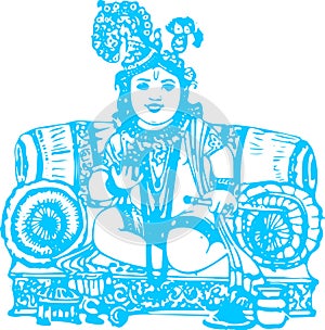 Sketch of different types of Lord Krishna, Vishnu Avatar outline editable illustration