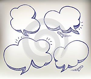 Sketch doodle speech cloud illustration set