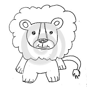 Sketch draw lion cartoon graphic design