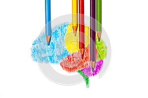 Sketch drawing of brain graphic by color pencil