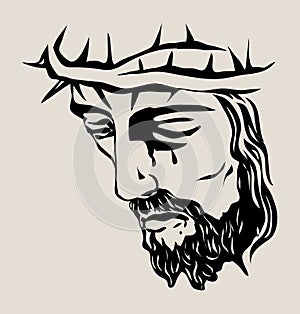 Jesus Christus Face Sketch, art vector design photo