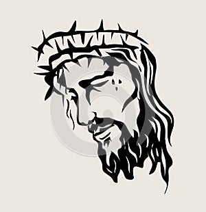 Jesus Face Sketch, art vector design photo