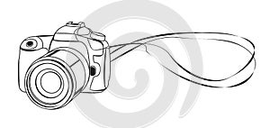 Sketch of DSLR camera Vector