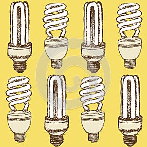 Sketch economic light bulb in vintage style