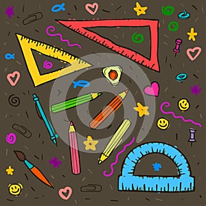 Sketch of education doddle elements on notebook