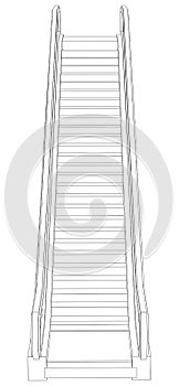Sketch of escalator. Front view. Vector