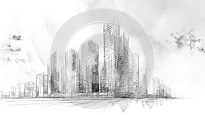 Sketch of the exterior of the skyscrapers