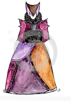 Sketch of a fantasy dress for the theater and cinema