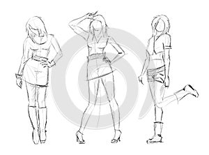 Sketch. fashion girls