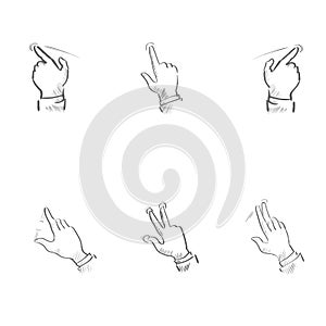 Sketch Finger Gesture Touch Screen Sign Set Collection