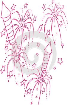 Sketch of Fire Cracker Blasted during Diwali Festival Outline Design Element Editable Illustration