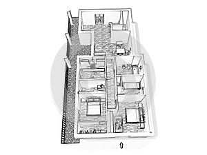 Schizzo pavimento  tridimensionale illustrazioni 