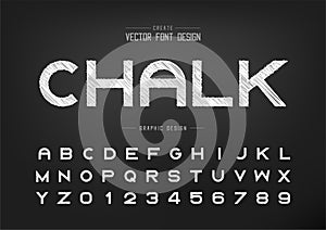 Sketch Font and alphabet vector, Chalk Bold typeface letter and number design, Graphic text on background