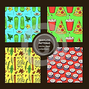 Sketch food pattern in vintage style