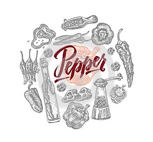 Sketch Food Round Composition