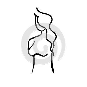 Sketch girl , profile, vector illustration. A beautiful young woman. A stylish lady. The model.
