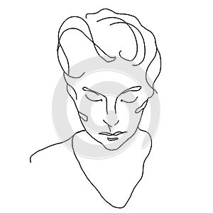 Sketch of a girl's head. Isolated on a white background.