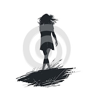 Sketch of a girl walking with an easy gait, hardly touching the ground ...