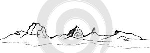 Sketch of Glass house mountains range