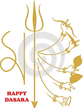 Sketch of Goddess Chamundi or Durga Maa Outline Editable Vector Illustration