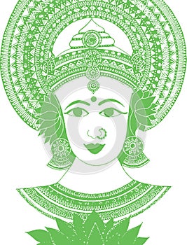 Sketch of Goddess Chamundi or Durga Maa Outline Editable Vector Illustration