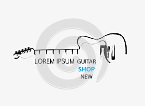 Sketch guitar line logo template