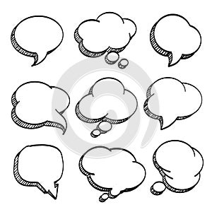 Sketch of hand drawn comic speech bubble.