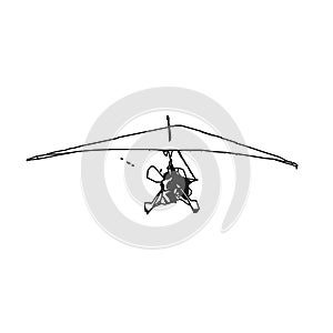 sketch of a hang gliding image for an element of activity symbols and advertising pamphlets