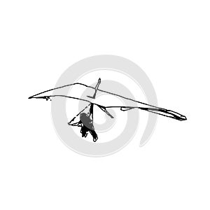 sketch of a hang gliding image for an element of activity symbols and advertising pamphlets