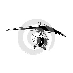 sketch of a hang gliding image for an element of activity symbols and advertising pamphlets