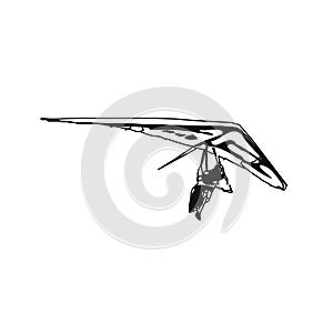 sketch of a hang gliding image for an element of activity symbols and advertising pamphlets