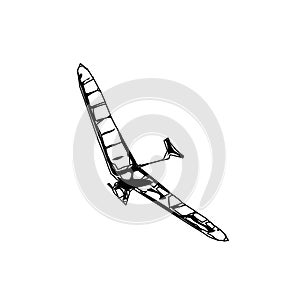 sketch of a hang gliding image for an element of activity symbols and advertising pamphlets