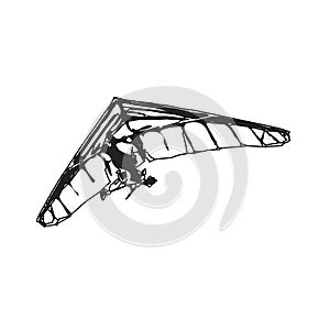 sketch of a hang gliding image for an element of activity symbols and advertising pamphlets